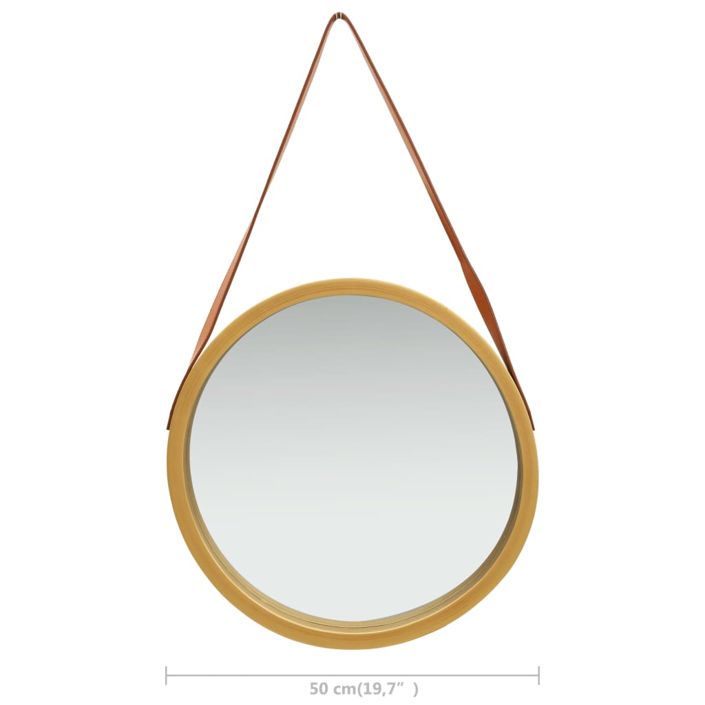 vidaXL Oglindă de perete cu o curea, 50 cm, auriu vidaXL Oglindă de perete cu o curea, 50 cm, auriu