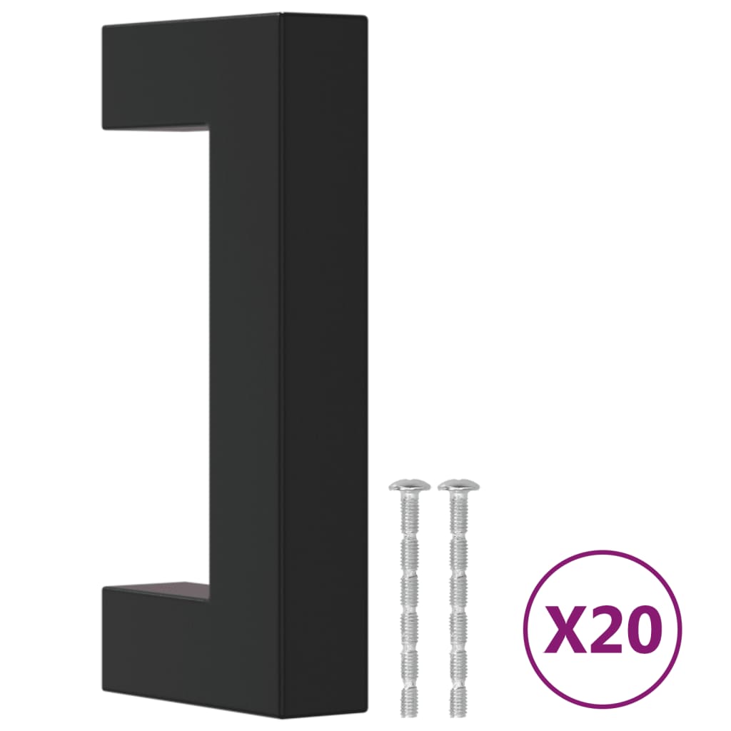 vidaXL Mânere de dulap, 20 buc., negru, 64 mm, oțel inoxidabil
