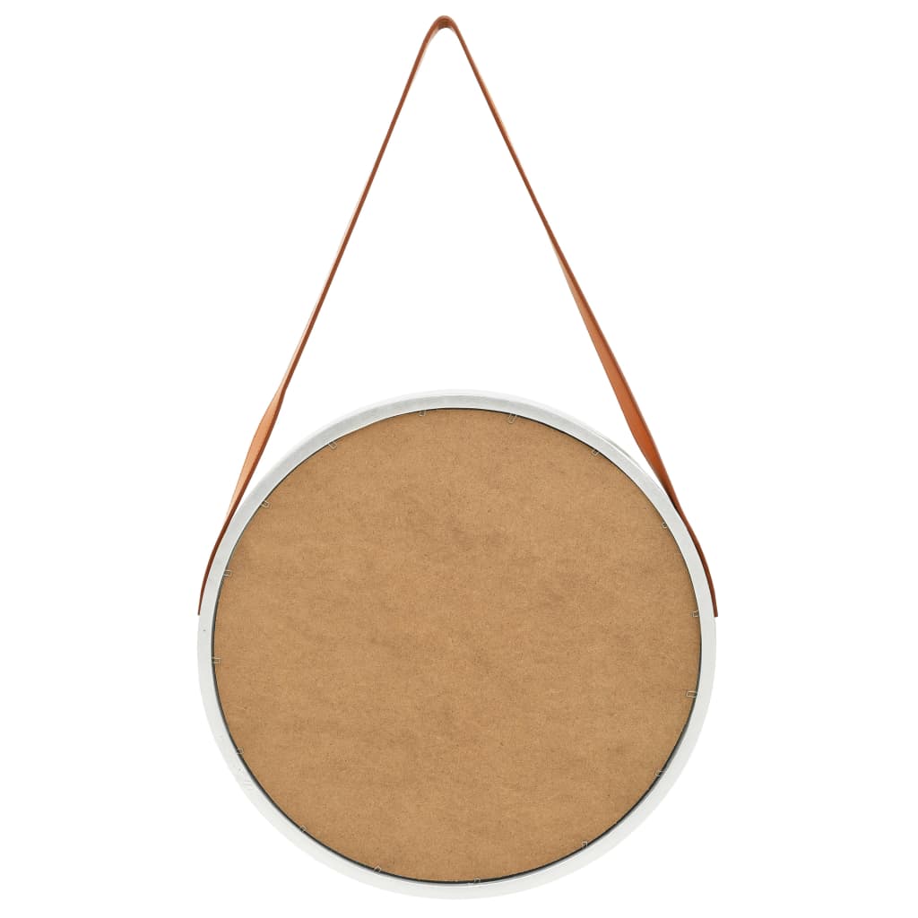 vidaXL Oglindă de perete cu o curea, 50 cm, argintiu vidaXL Oglindă de perete cu o curea, 50 cm, argintiu
