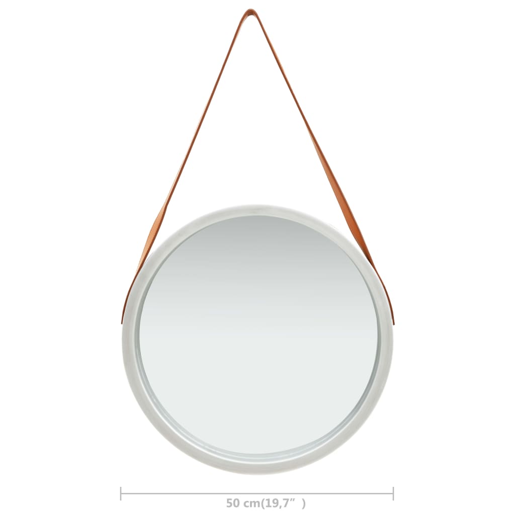 vidaXL Oglindă de perete cu o curea, 50 cm, argintiu vidaXL Oglindă de perete cu o curea, 50 cm, argintiu