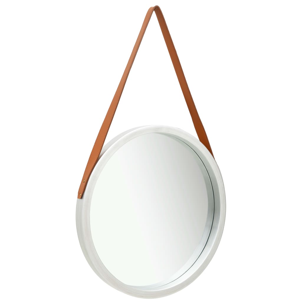 vidaXL Oglindă de perete cu o curea, 50 cm, argintiu vidaXL Oglindă de perete cu o curea, 50 cm, argintiu