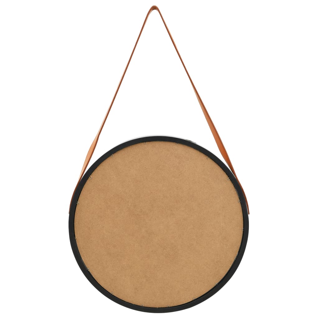 vidaXL Oglindă de perete cu o curea, 50 cm, negru vidaXL Oglindă de perete cu o curea, 50 cm, negru