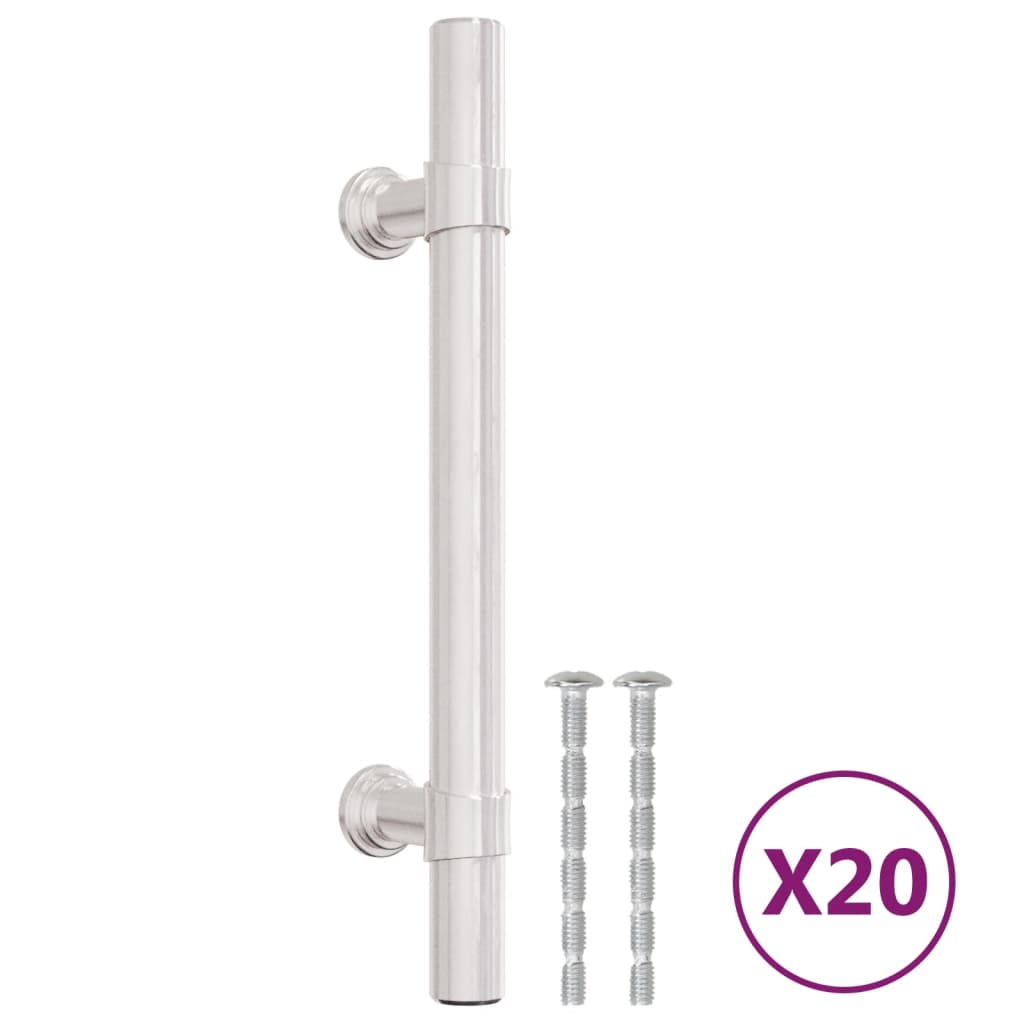 vidaXL Mânere de dulap, 20 buc., argintiu, 96 mm, oțel inoxidabil