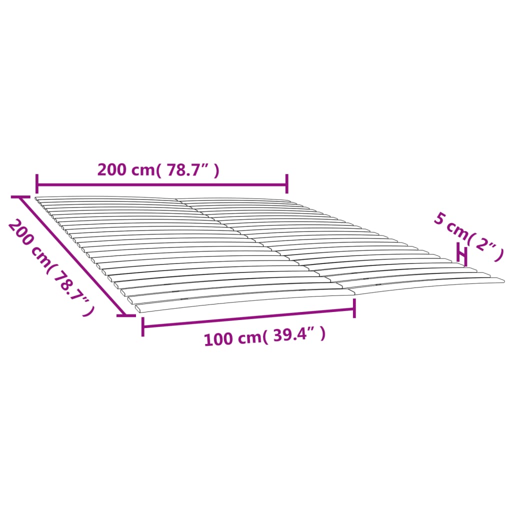 vidaXL Somieră de pat cu 48 de șipci, 2 buc., 100x200 cm