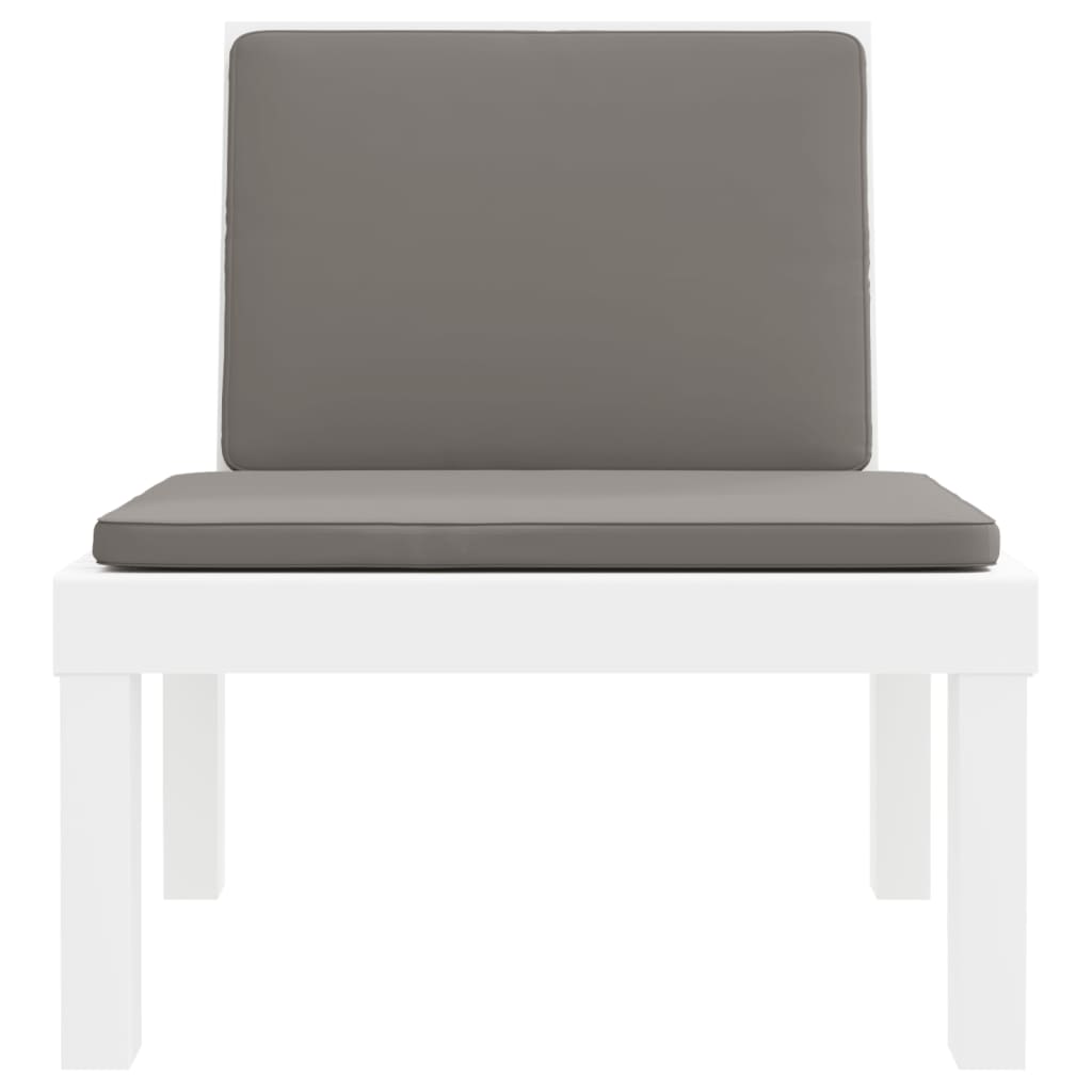 vidaXL Set mobilier de grădină, 3 piese, cu perne, alb, PP