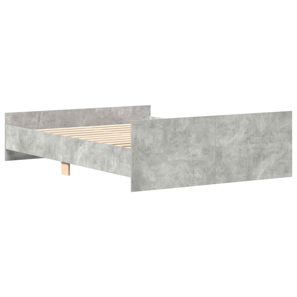 vidaXL Cadru de pat cu tăblie la cap/picioare, gri beton, 120x200 cm