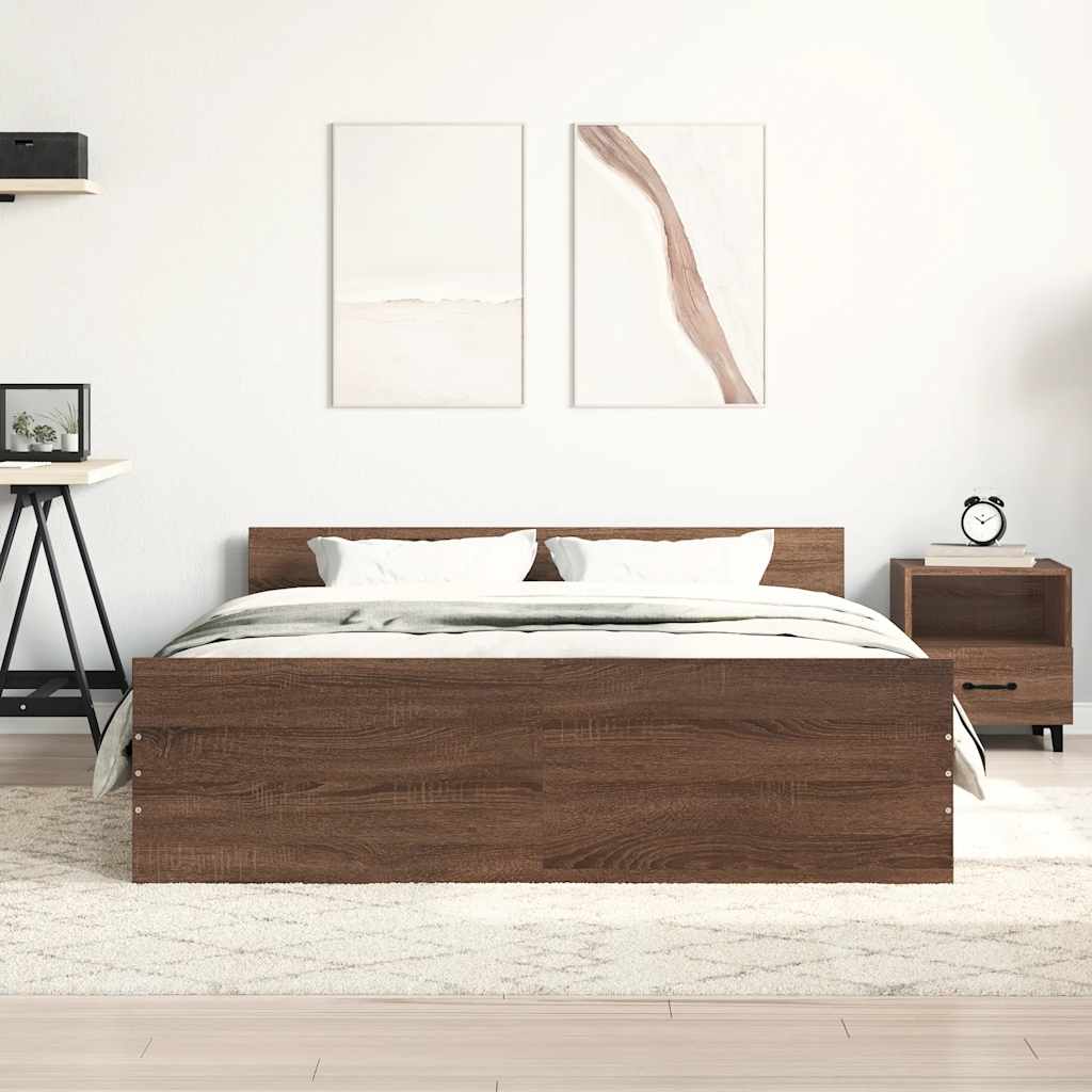 vidaXL Cadru de pat cu tăblie la cap/picioare, stejar maro, 120x200 cm