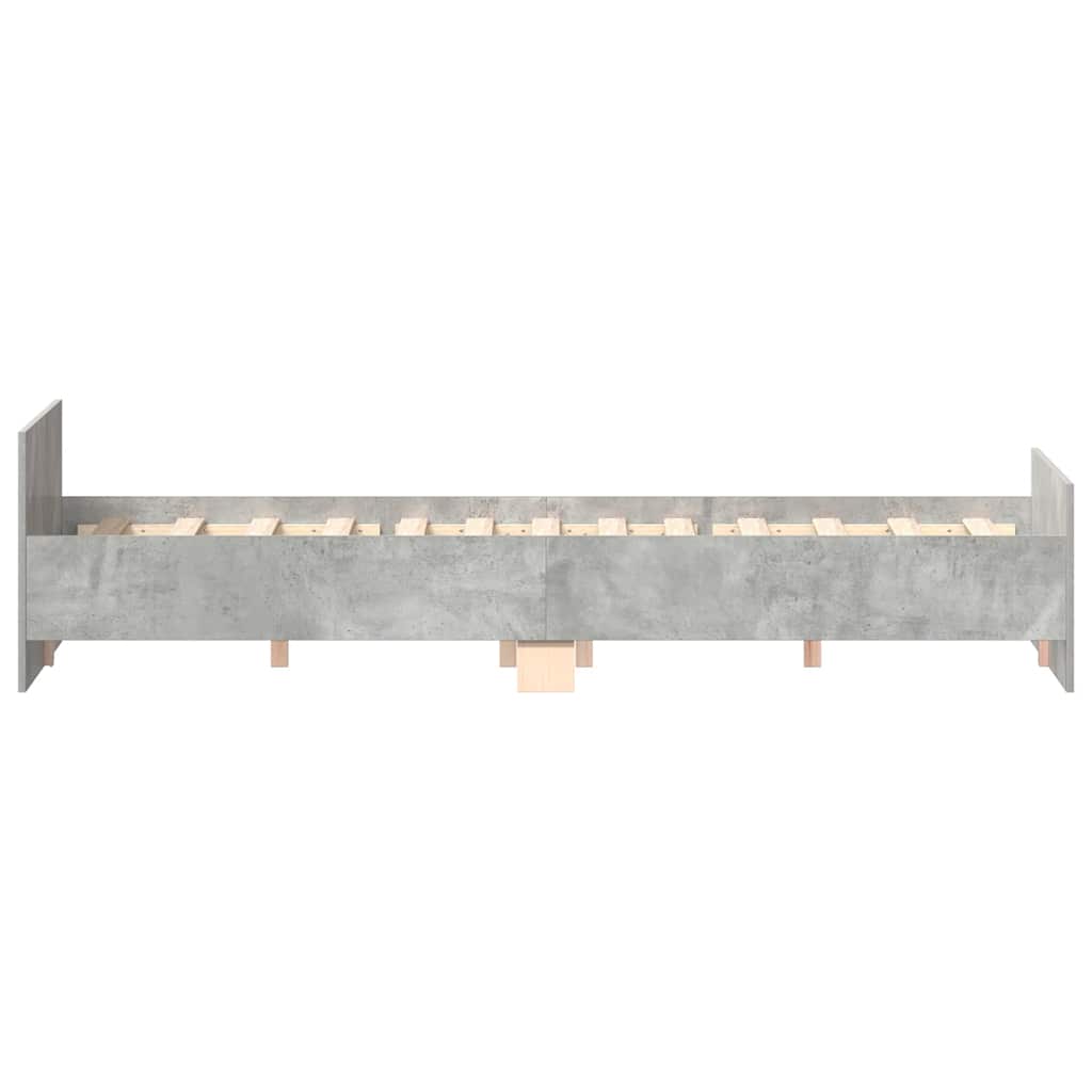 vidaXL Cadru de pat cu tăblie la cap/picioare, gri beton, 150x200 cm