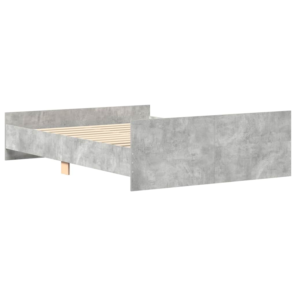 vidaXL Cadru de pat cu tăblie la cap/picioare, gri beton, 150x200 cm