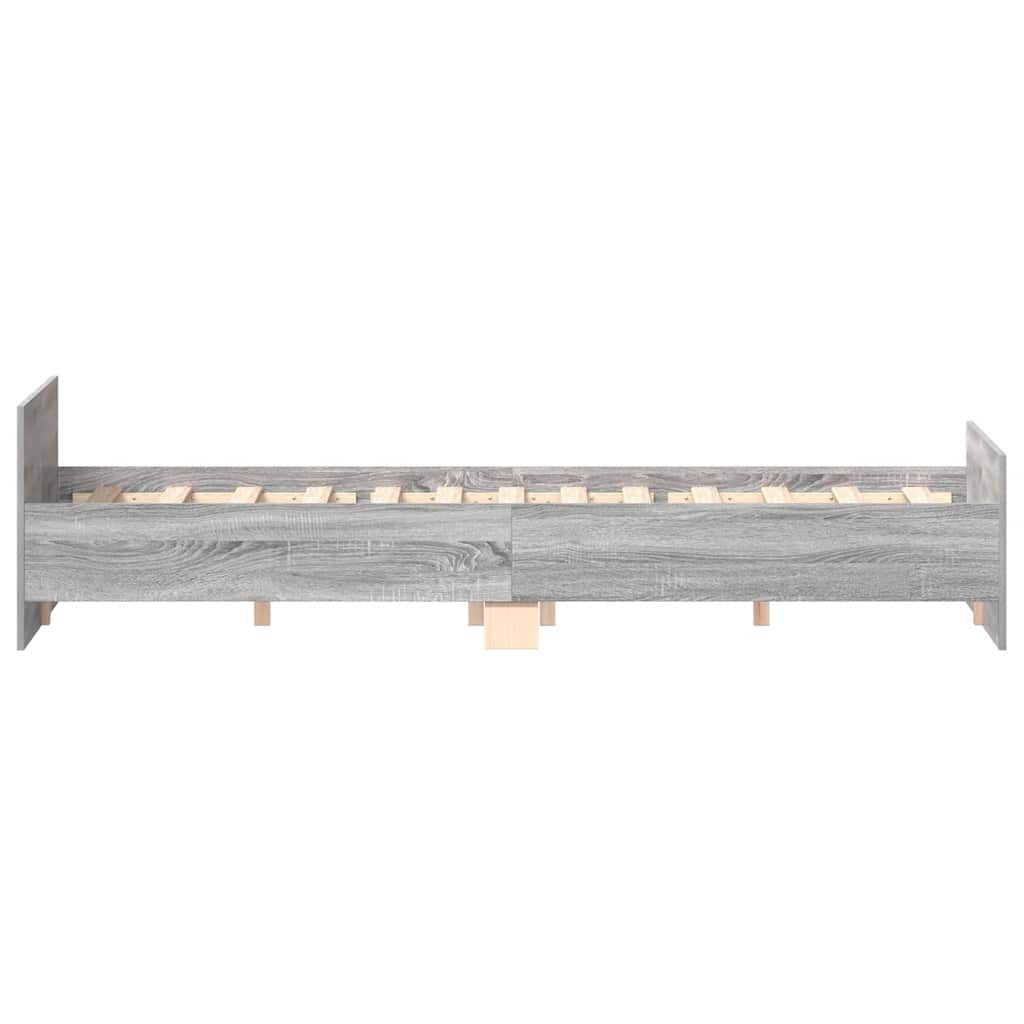 vidaXL Cadru de pat cu tăblie la cap/picioare, gri sonoma, 150x200 cm vidaXL Cadru de pat cu tăblie la cap/picioare, gri sonoma, 150x200 cm