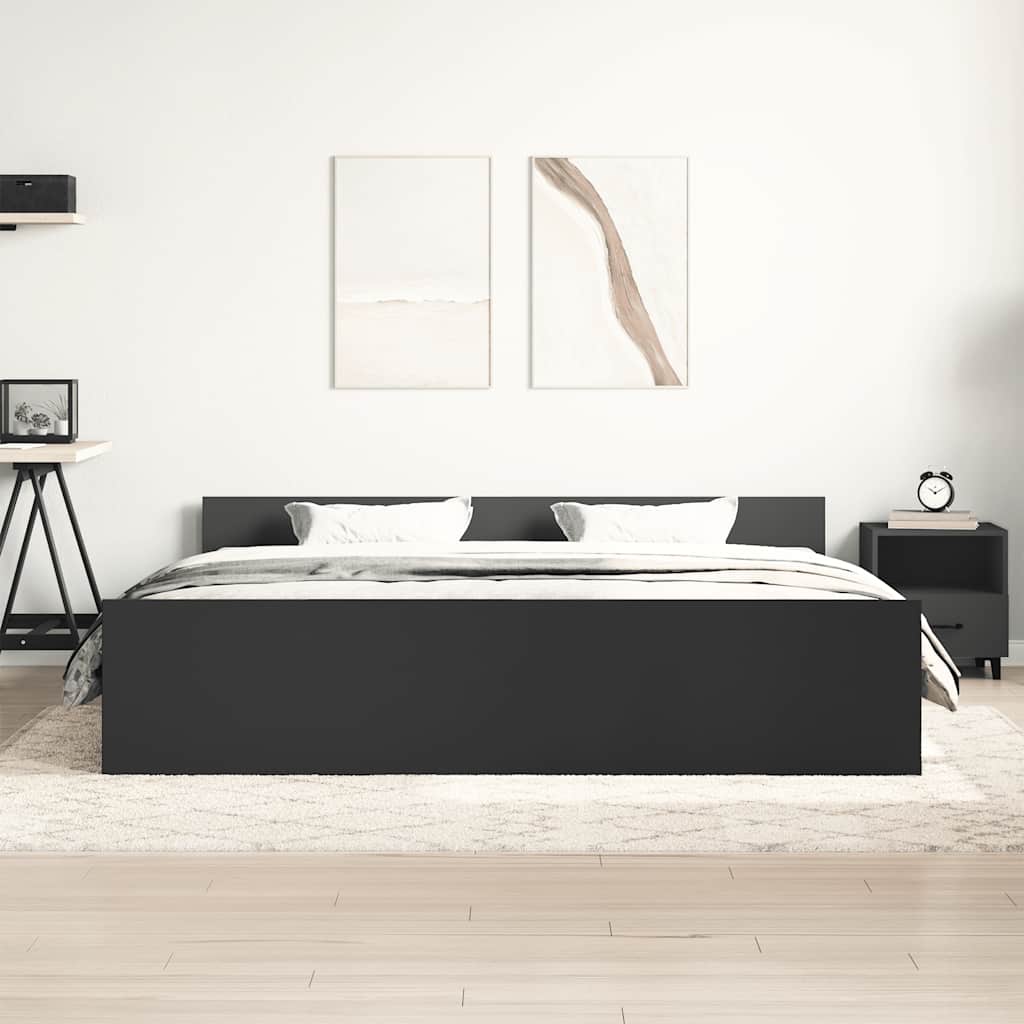 vidaXL Cadru de pat cu tăblie la cap/picioare, negru, 160x200 cm