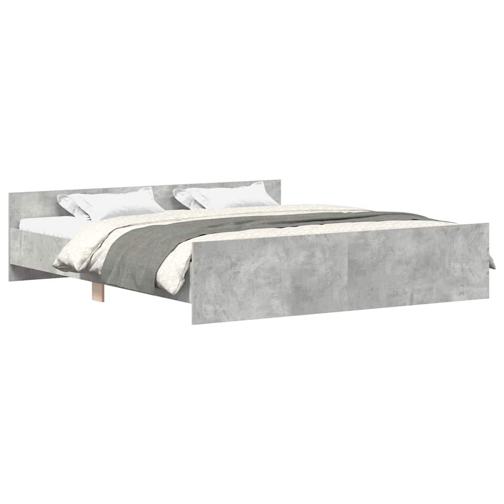 vidaXL Cadru de pat cu tăblie la cap/picioare, gri beton, 160x200 cm vidaXL Cadru de pat cu tăblie la cap/picioare, gri beton, 160x200 cm