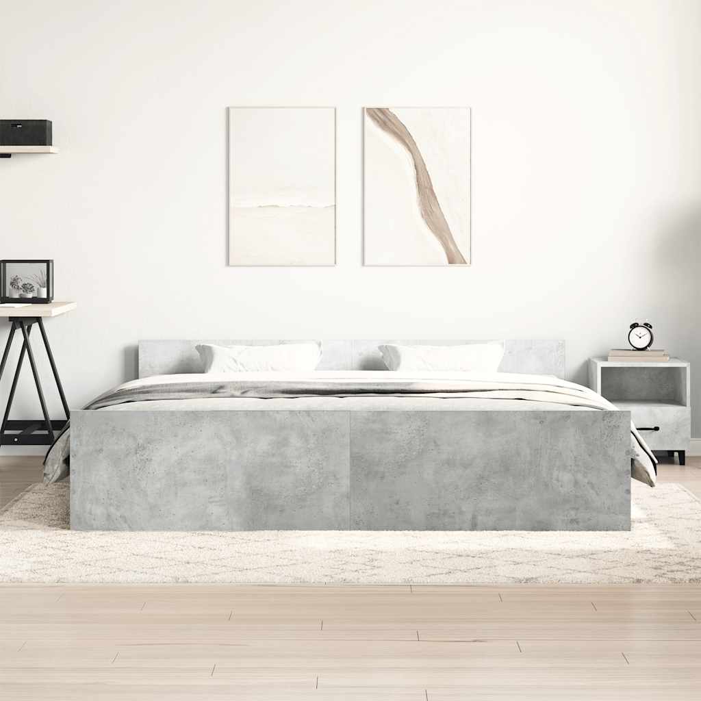 vidaXL Cadru de pat cu tăblie la cap/picioare, gri beton, 160x200 cm vidaXL Cadru de pat cu tăblie la cap/picioare, gri beton, 160x200 cm