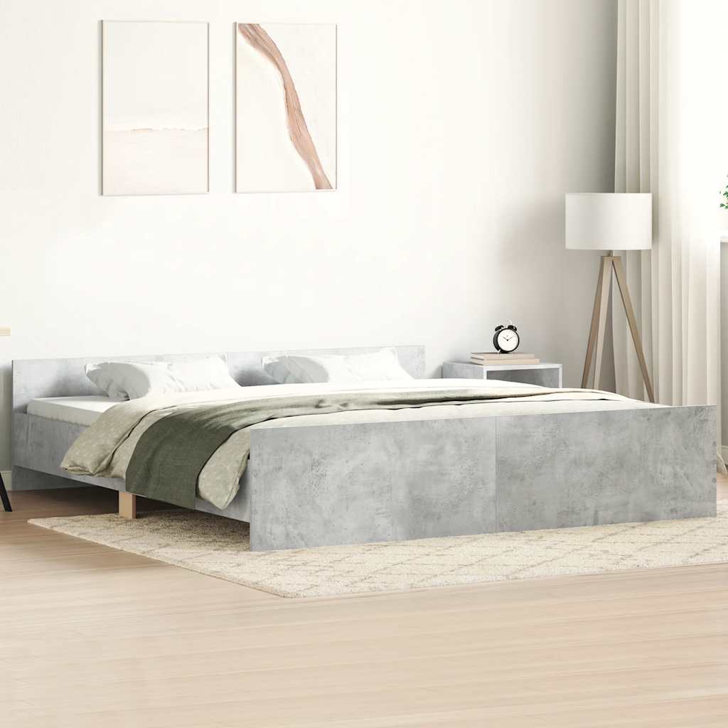 vidaXL Cadru de pat cu tăblie la cap/picioare, gri beton, 160x200 cm vidaXL Cadru de pat cu tăblie la cap/picioare, gri beton, 160x200 cm