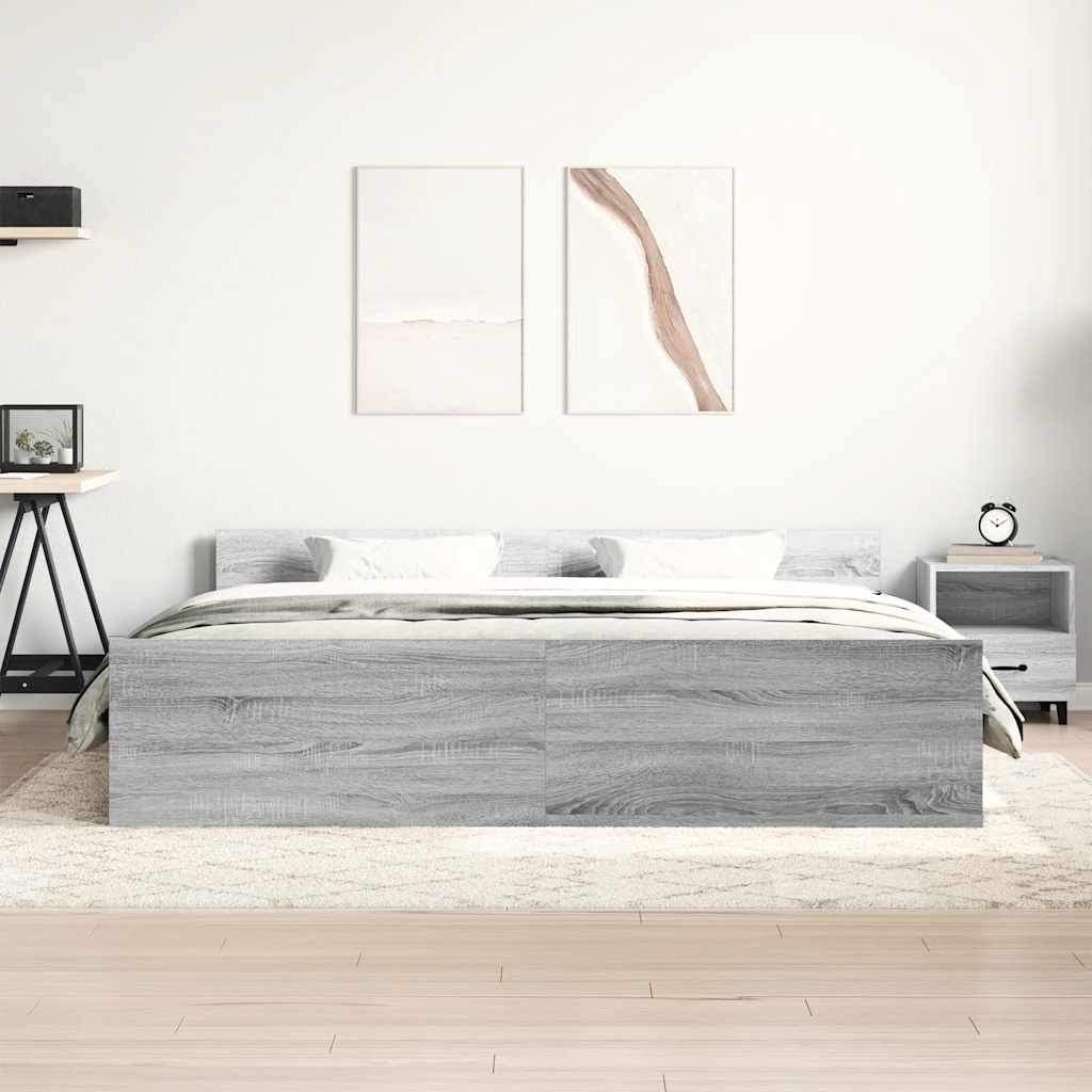 vidaXL Cadru de pat cu tăblie la cap/picioare, gri sonoma, 160x200 cm