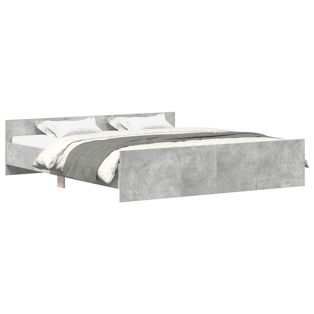 vidaXL Cadru de pat cu tăblie la cap/picioare, gri beton, 180x200 cm vidaXL Cadru de pat cu tăblie la cap/picioare, gri beton, 180x200 cm