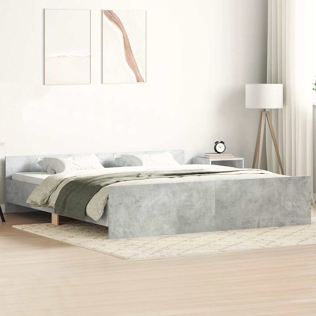 vidaXL Cadru de pat cu tăblie la cap/picioare, gri beton, 180x200 cm vidaXL Cadru de pat cu tăblie la cap/picioare, gri beton, 180x200 cm