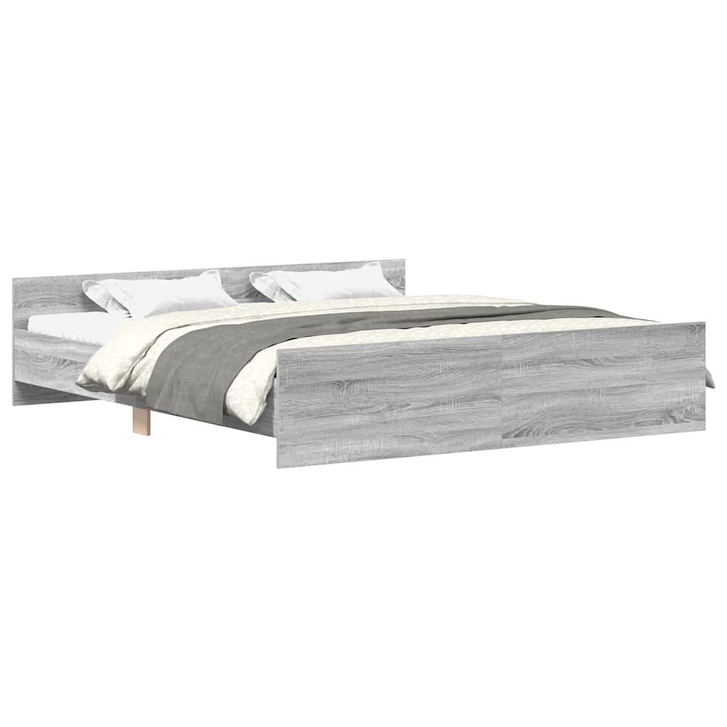 vidaXL Cadru de pat cu tăblie la cap/picioare, gri sonoma, 180x200 cm vidaXL Cadru de pat cu tăblie la cap/picioare, gri sonoma, 180x200 cm