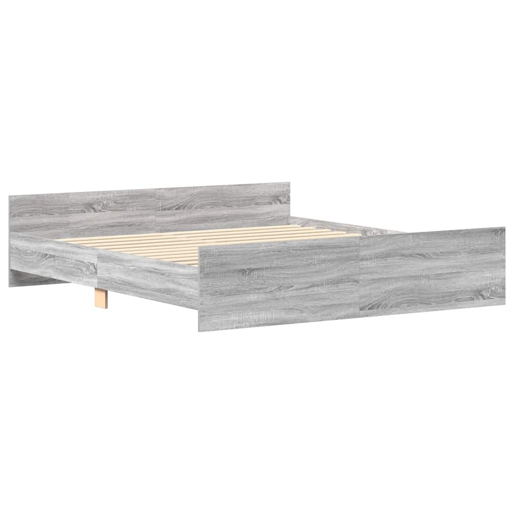 vidaXL Cadru de pat cu tăblie la cap/picioare, gri sonoma, 180x200 cm vidaXL Cadru de pat cu tăblie la cap/picioare, gri sonoma, 180x200 cm