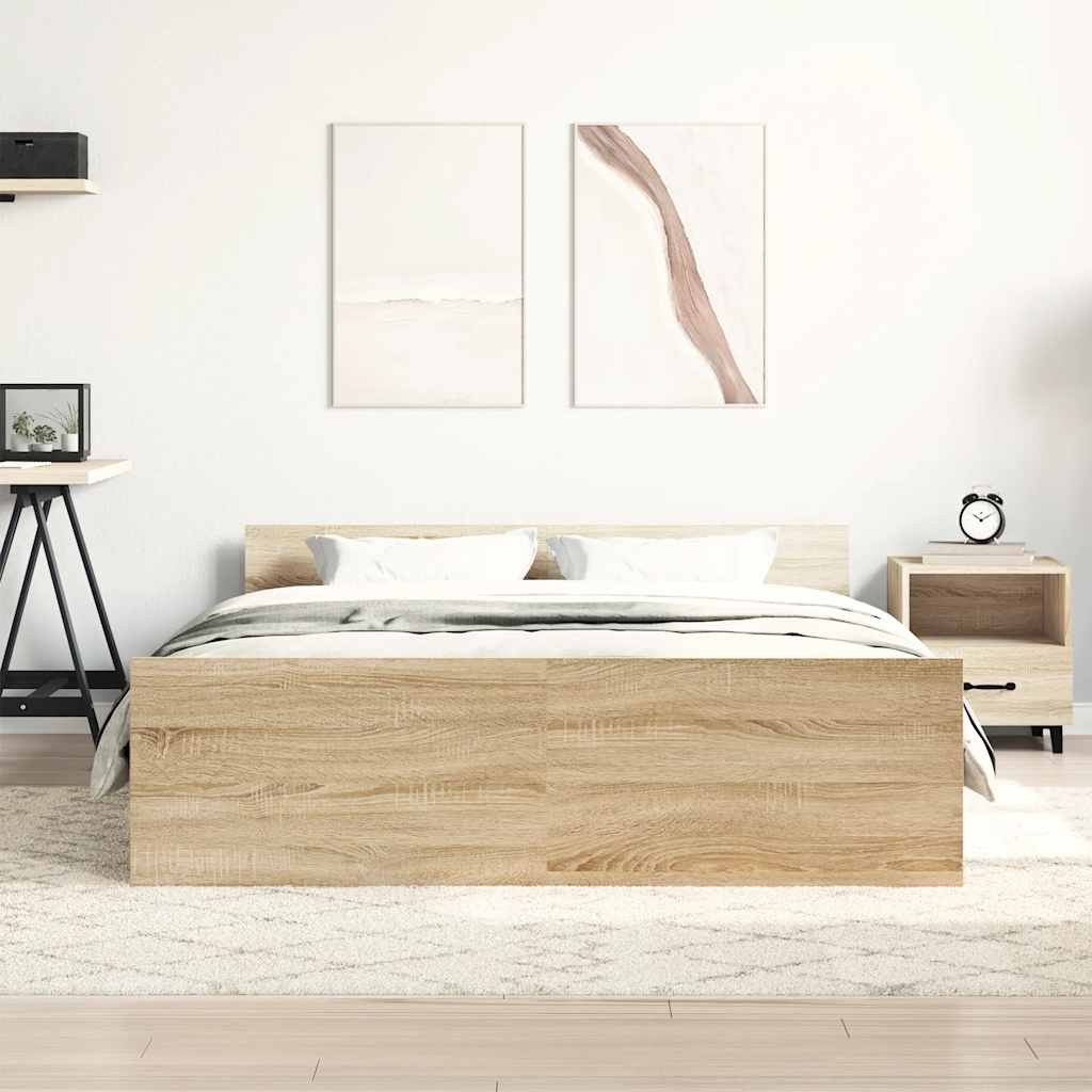 vidaXL Cadru de pat cu tăblie la cap/picioare, gri beton, 120x190 cm vidaXL Cadru de pat cu tăblie la cap/picioare, gri beton, 120x190 cm