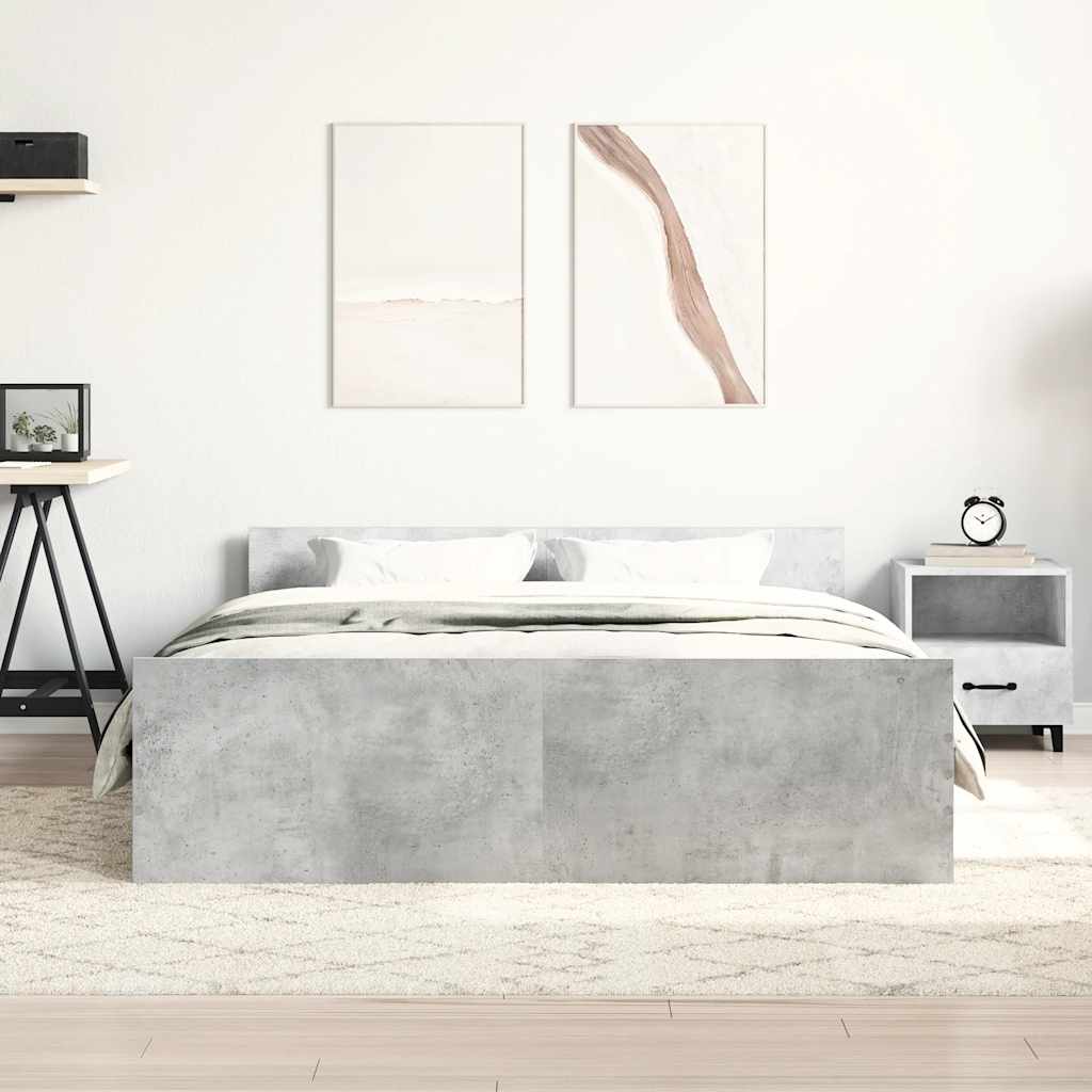 vidaXL Cadru de pat cu tăblie la cap/picioare, gri beton, 140x190 cm vidaXL Cadru de pat cu tăblie la cap/picioare, gri beton, 140x190 cm