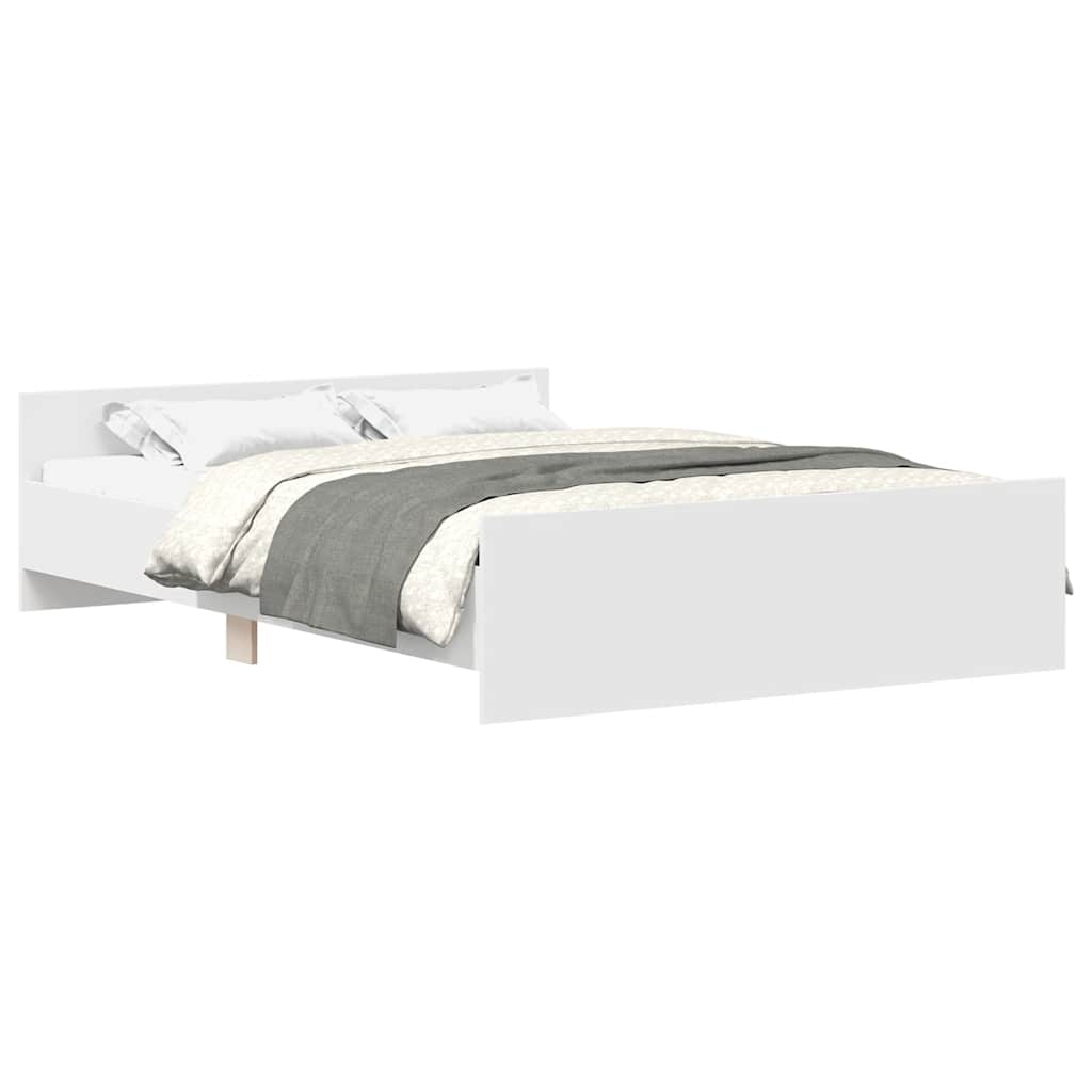 vidaXL Cadru de pat cu tăblie, alb, 135x190 cm vidaXL Cadru de pat cu tăblie, alb, 135x190 cm
