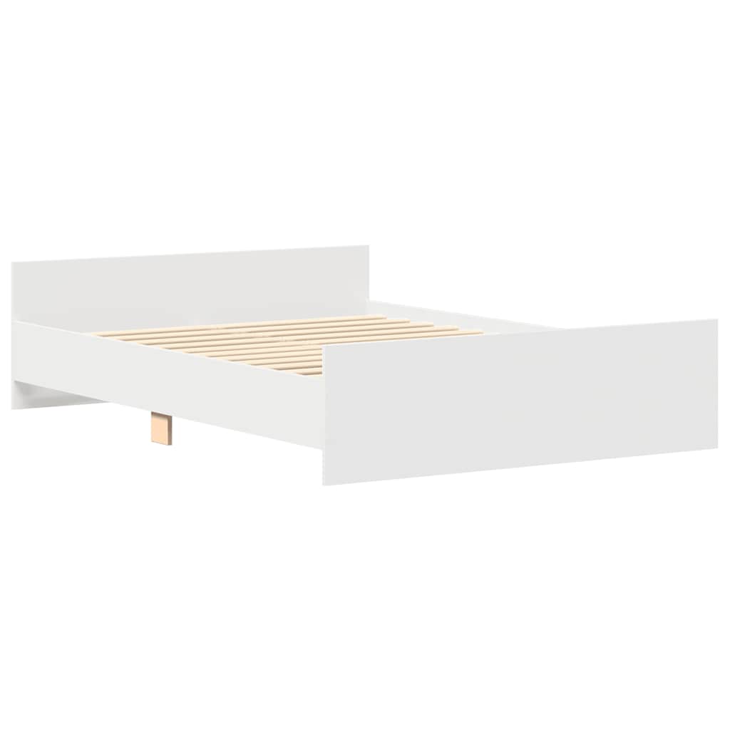 vidaXL Cadru de pat cu tăblie, alb, 135x190 cm vidaXL Cadru de pat cu tăblie, alb, 135x190 cm