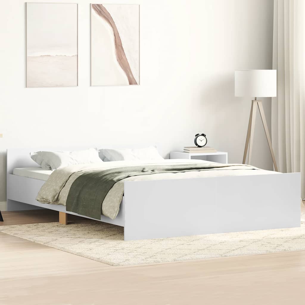 vidaXL Cadru de pat cu tăblie, alb, 135x190 cm vidaXL Cadru de pat cu tăblie, alb, 135x190 cm