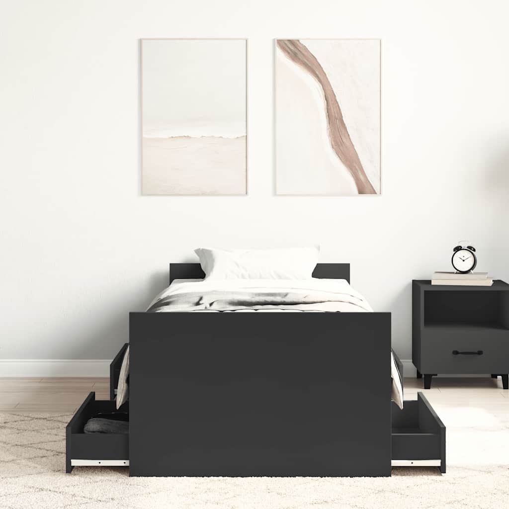 vidaXL Cadru de pat cu tăblie de cap și picioare, negru, 100x200 cm