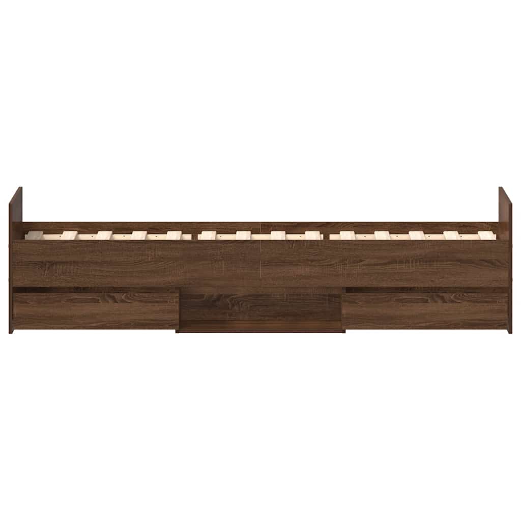 vidaXL Cadru de pat cu tăblie la cap/picioare, stejar maro, 100x200 cm vidaXL Cadru de pat cu tăblie la cap/picioare, stejar maro, 100x200 cm