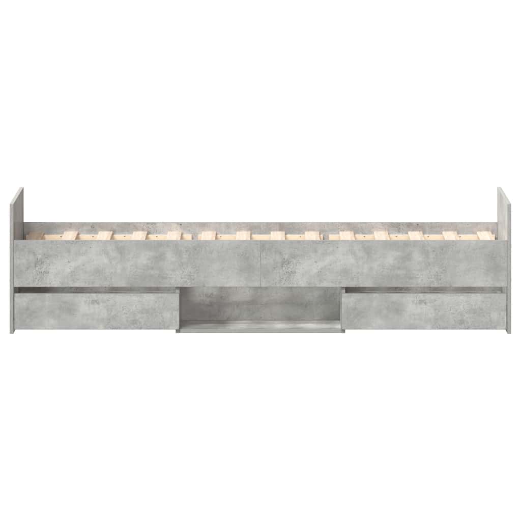 vidaXL Cadru de pat cu tăblie la cap/picioare, gri beton, 90x190 cm vidaXL Cadru de pat cu tăblie la cap/picioare, gri beton, 90x190 cm