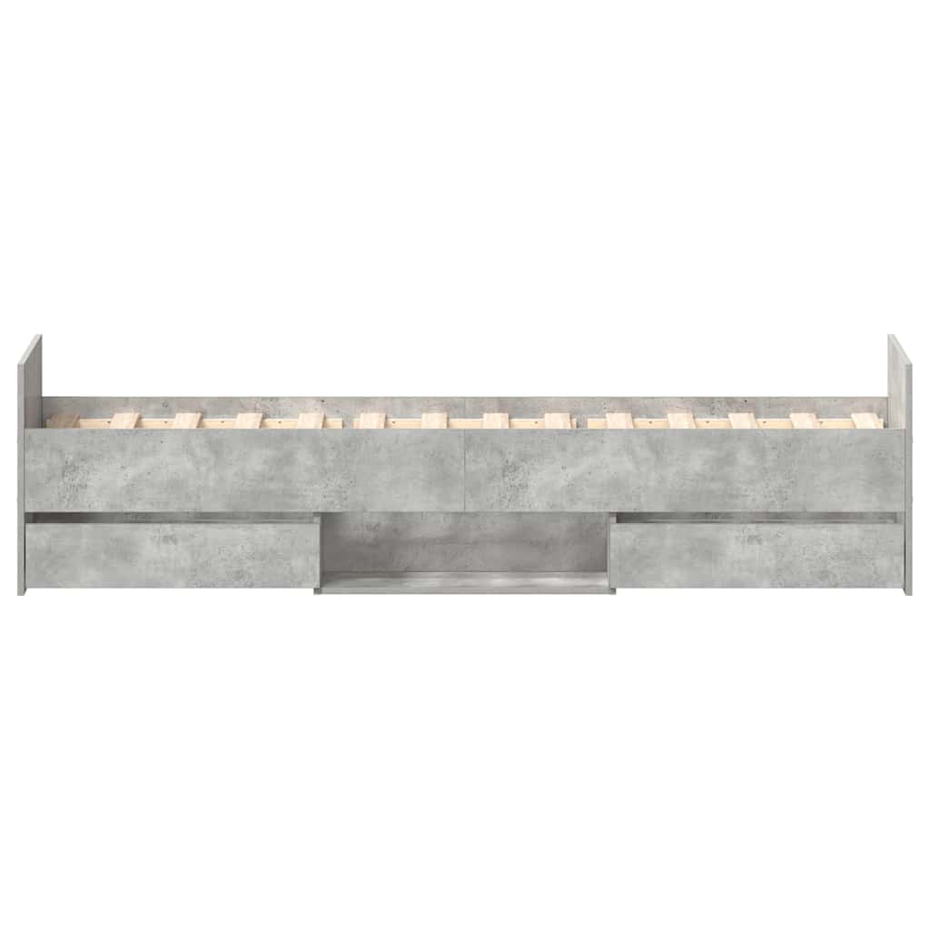 vidaXL Cadru de pat cu tăblie la cap/picioare, gri beton, 75x190 cm