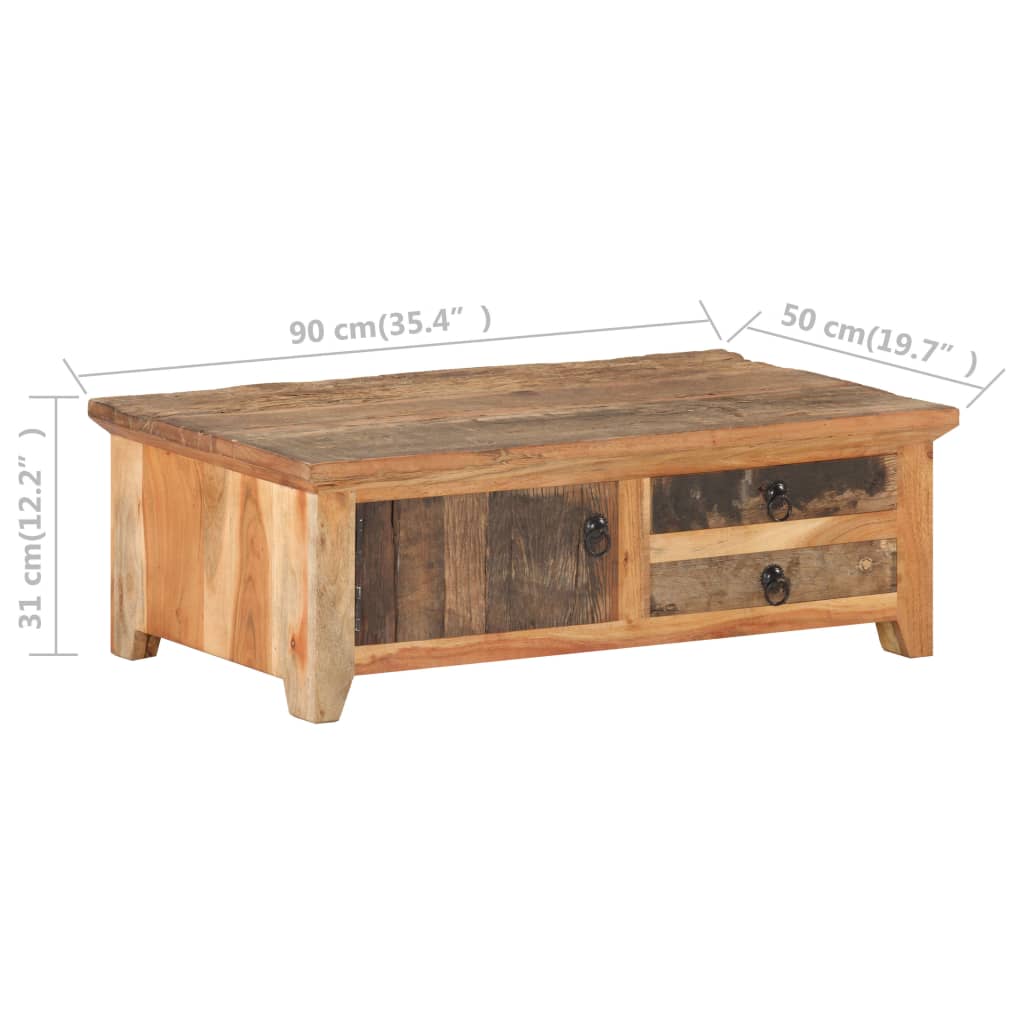 vidaXL Masă de cafea, 90 x 50 x 31 cm, lemn masiv reciclat vidaXL Masă de cafea, 90 x 50 x 31 cm, lemn masiv reciclat