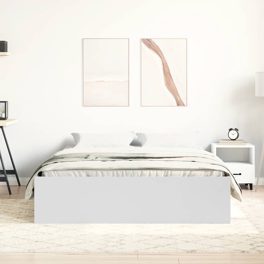 vidaXL Cadru de pat dublu, alb, 135x190 cm