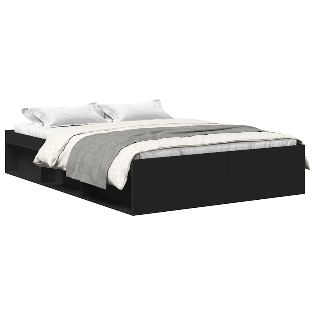 vidaXL Cadru de pat dublu, negru, 135x190 cm