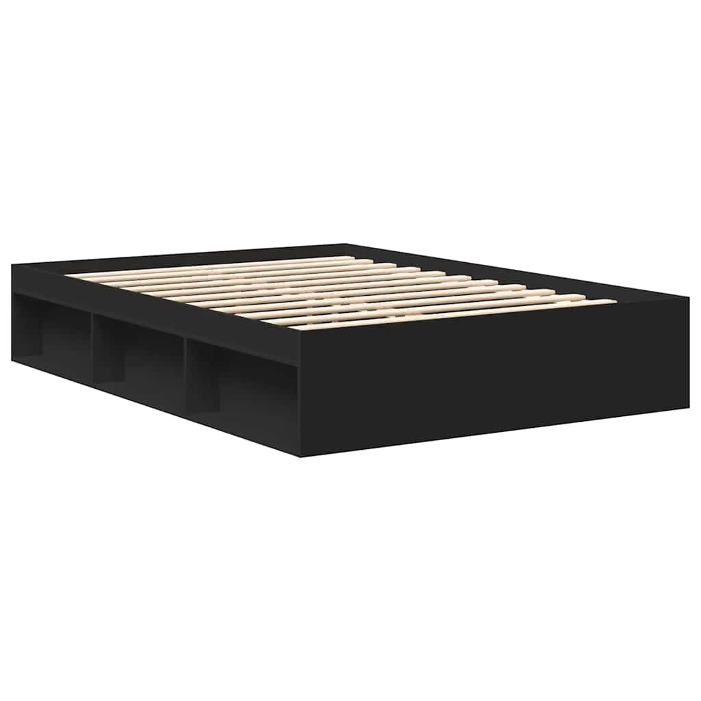 vidaXL Cadru de pat dublu, negru, 135x190 cm