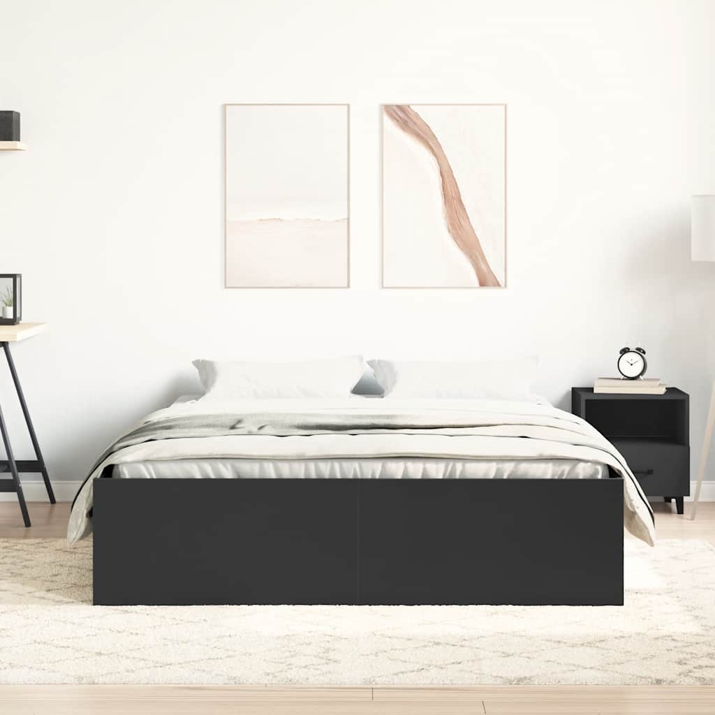vidaXL Cadru de pat dublu, negru, 135x190 cm