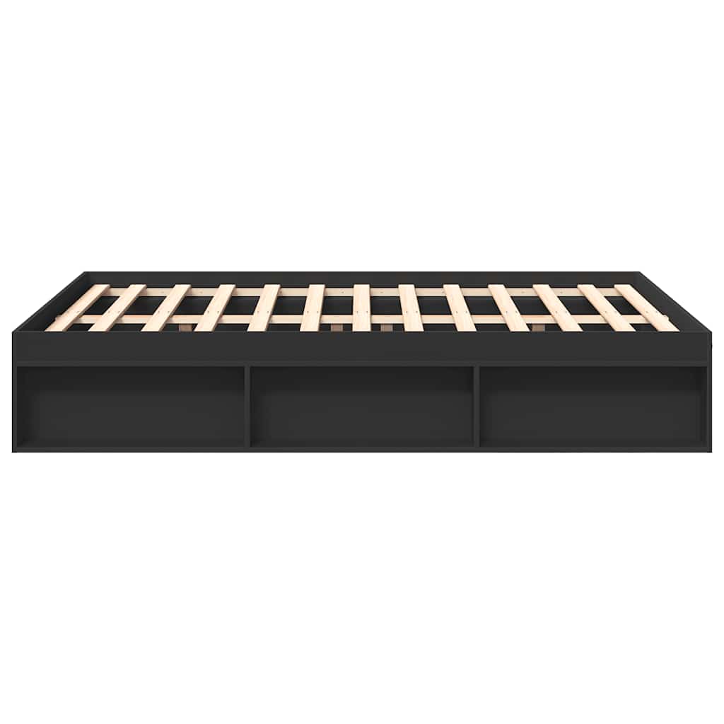 vidaXL Cadru de pat dublu, negru, 135x190 cm