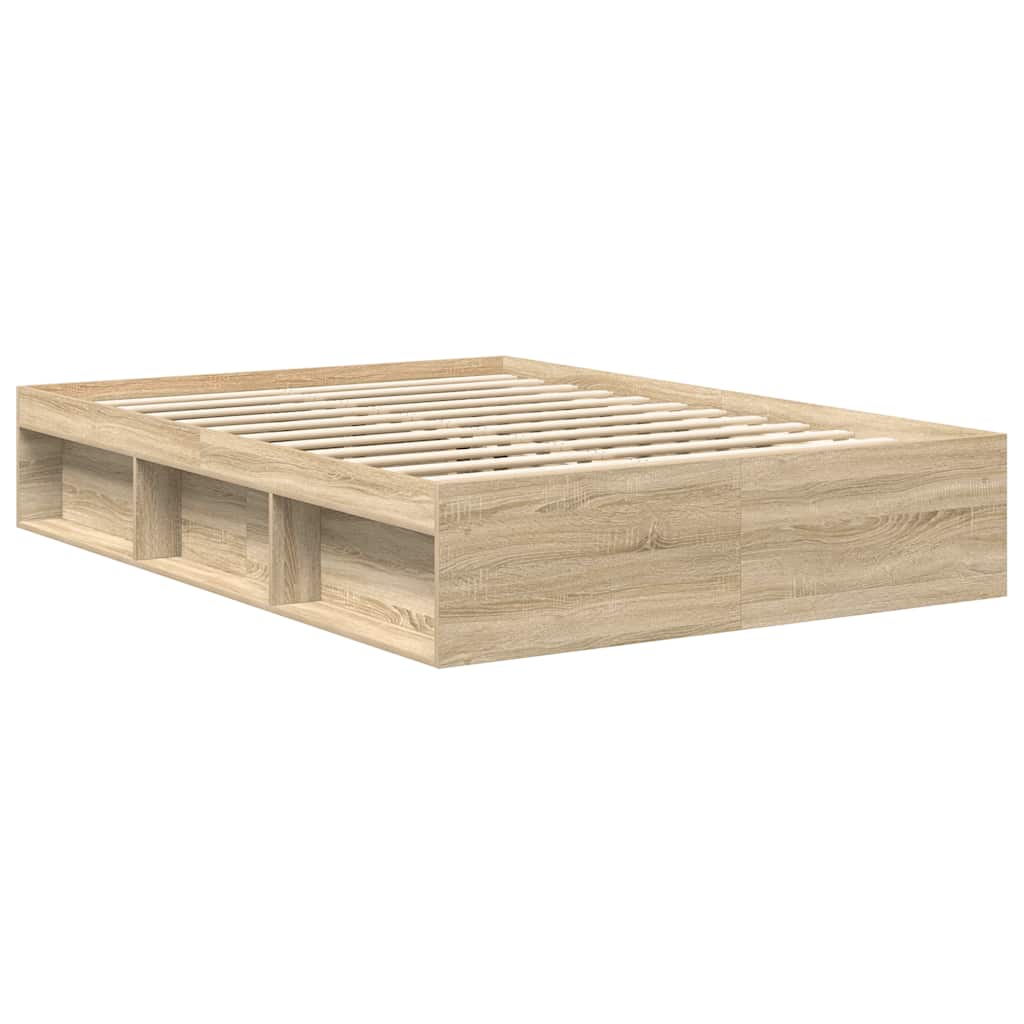 vidaXL Cadru de pat dublu, stejar sonoma, 135x190 cm vidaXL Cadru de pat dublu, stejar sonoma, 135x190 cm