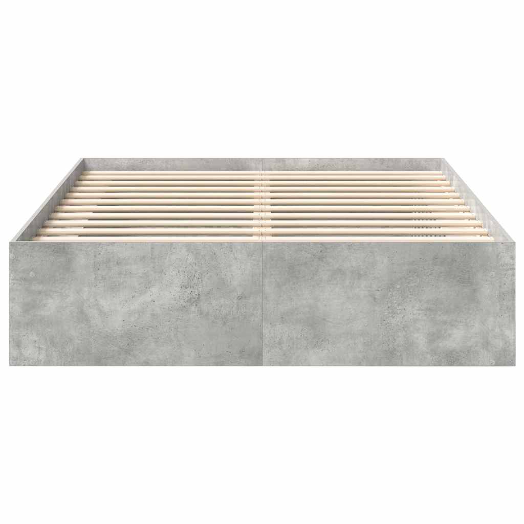 vidaXL Cadru de pat dublu, gri beton, 135x190 cm