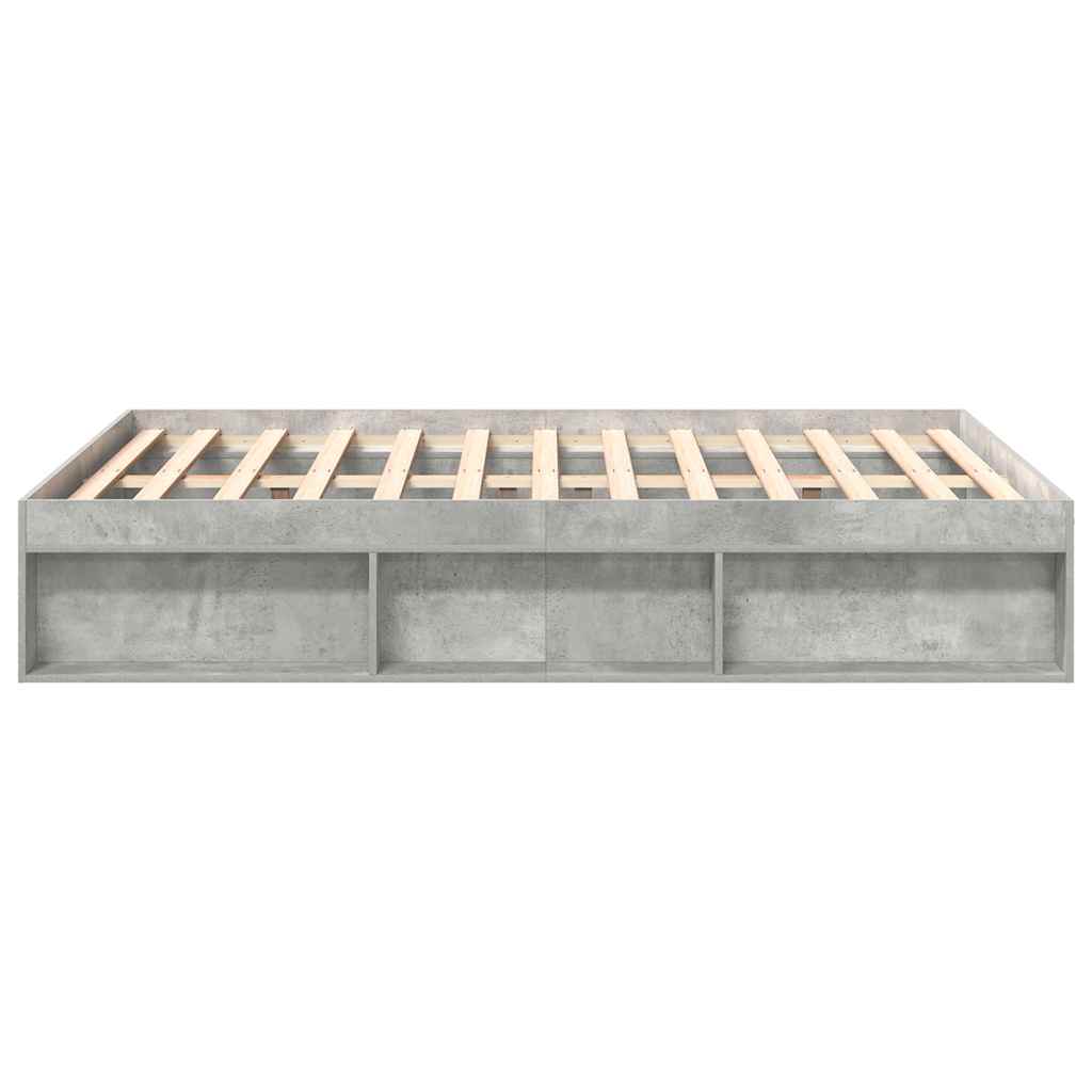 vidaXL Cadru de pat dublu, gri beton, 135x190 cm