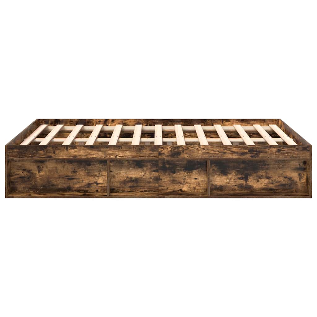 vidaXL Cadru de pat dublu, stejar fumuriu, 135x190 cm vidaXL Cadru de pat dublu, stejar fumuriu, 135x190 cm