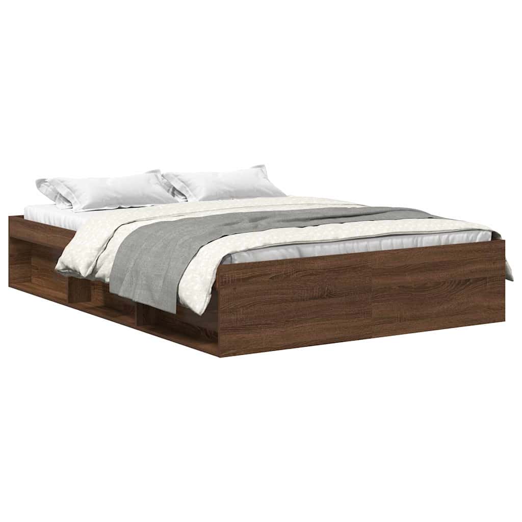 vidaXL Cadru de pat dublu, stejar maro, 135x190 cm vidaXL Cadru de pat dublu, stejar maro, 135x190 cm