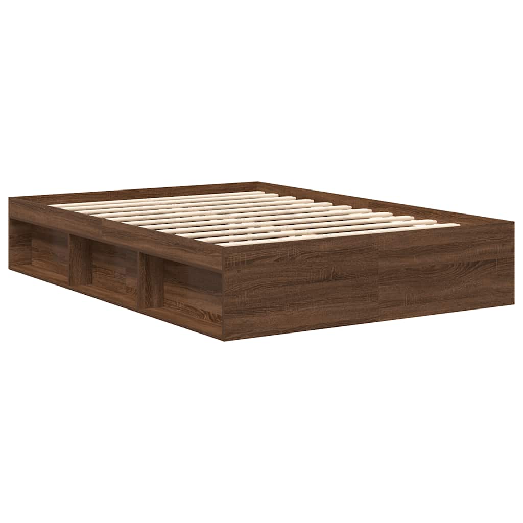 vidaXL Cadru de pat dublu, stejar maro, 135x190 cm vidaXL Cadru de pat dublu, stejar maro, 135x190 cm