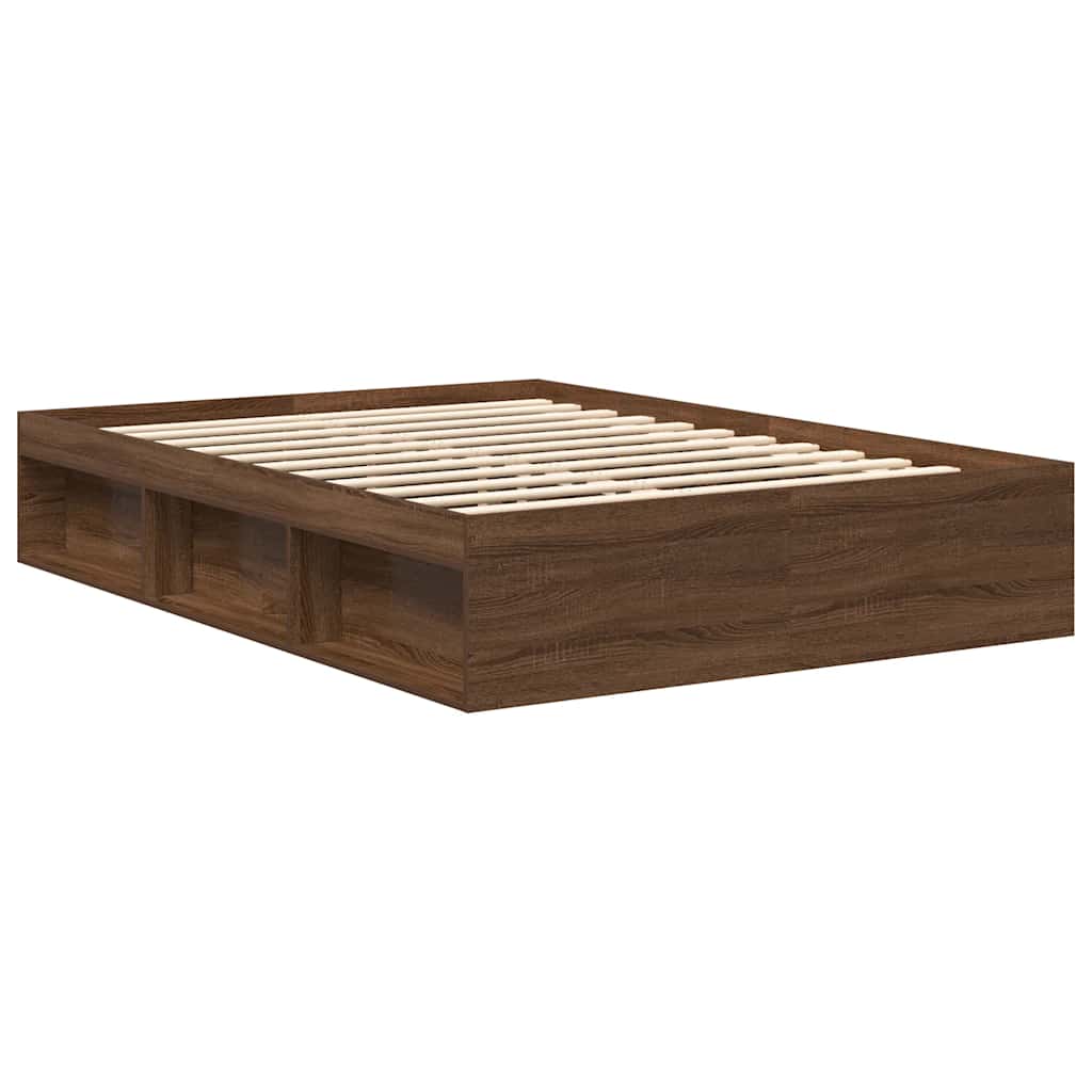 vidaXL Cadru de pat dublu, stejar maro, 135x190 cm vidaXL Cadru de pat dublu, stejar maro, 135x190 cm