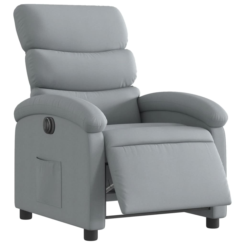 vidaXL Fotoliu rabatabil electric, gri deschis, textil