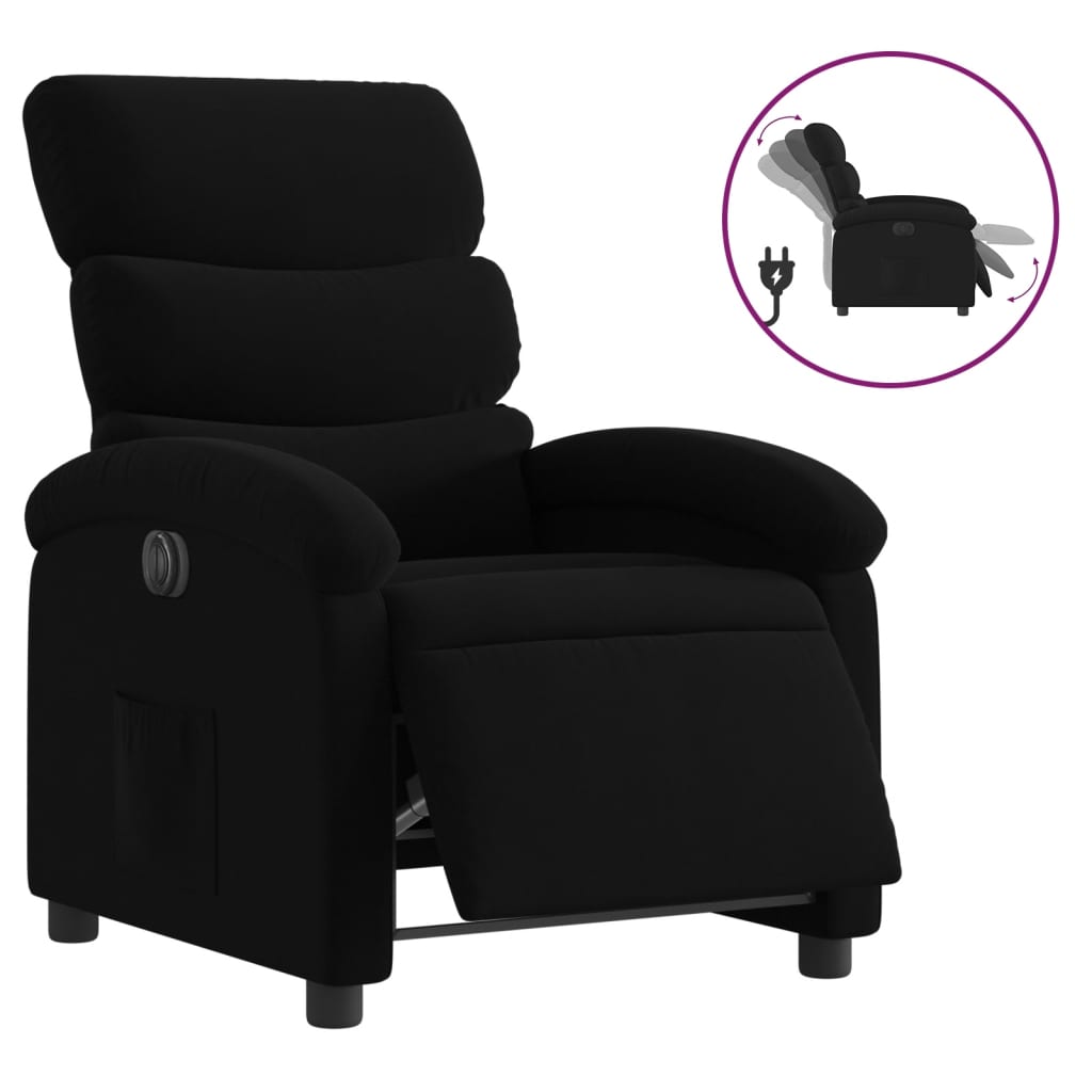 vidaXL Fotoliu rabatabil electric, negru, material textil