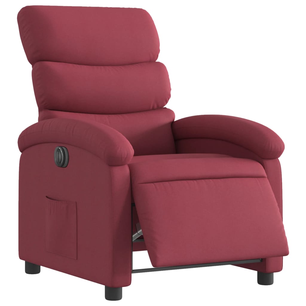 vidaXL Fotoliu rabatabil electric, roșu vin, material textil