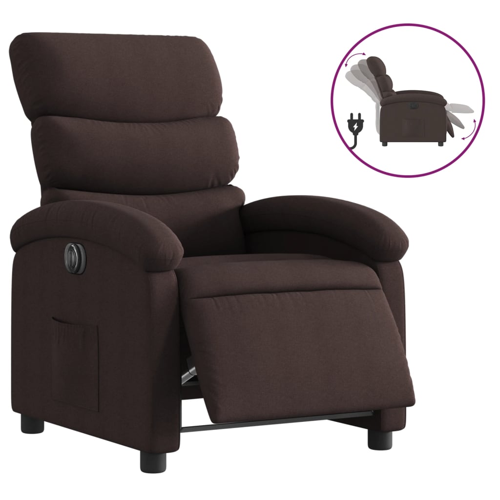 vidaXL Fotoliu rabatabil electric, maro închis, material textil