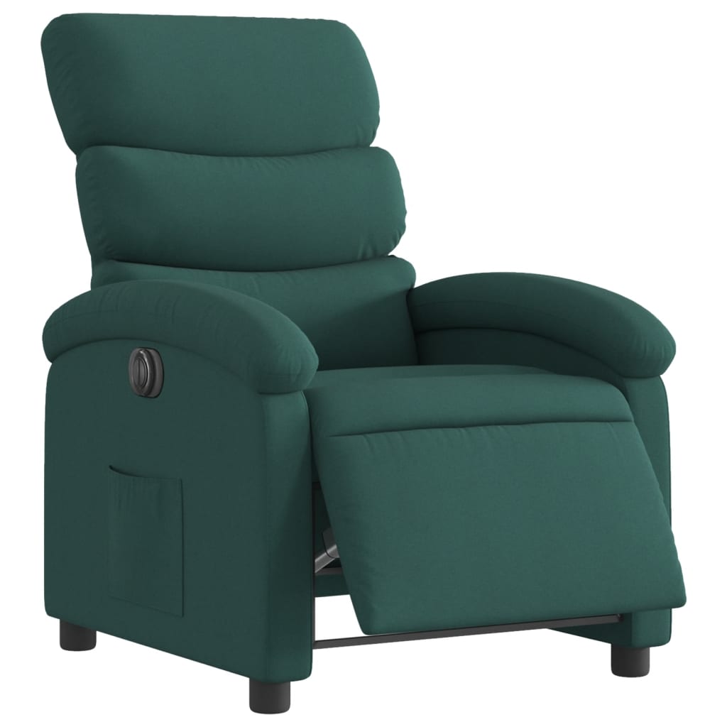 vidaXL Fotoliu rabatabil electric, verde închis, material textil vidaXL Fotoliu rabatabil electric, verde închis, material textil